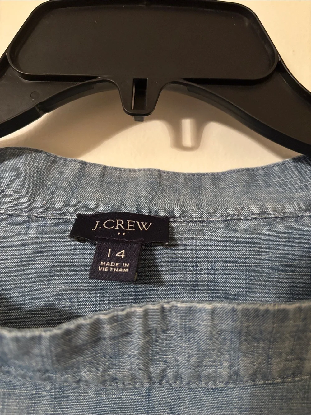 J. Crew Light Blue Chambray Button-Shoulder Long Sleeve Top